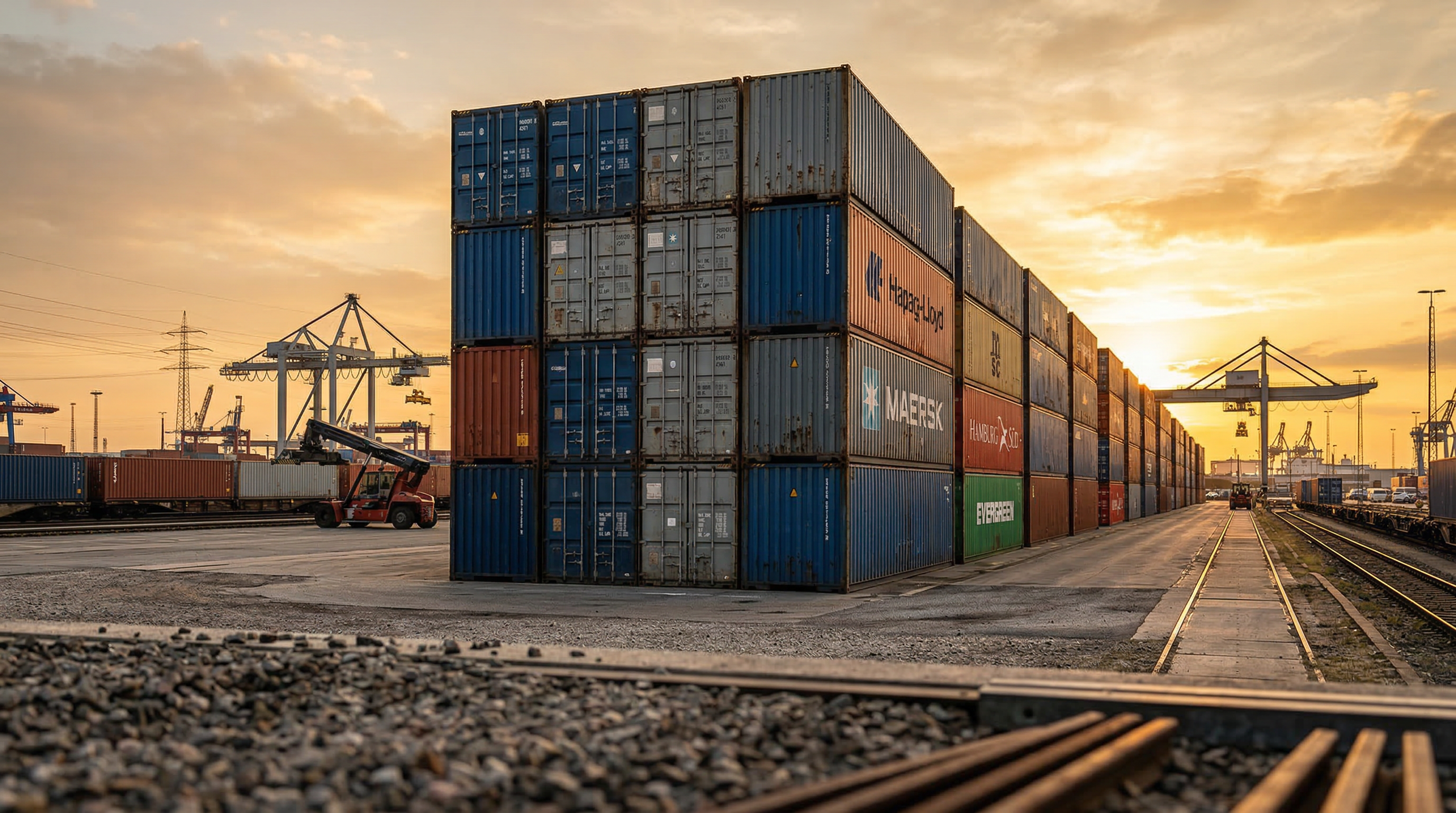 Shipping containers at logistics depot